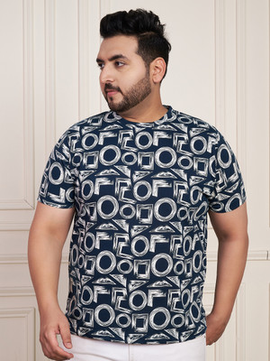 Austivo Printed Men Round Neck Blue T-Shirt