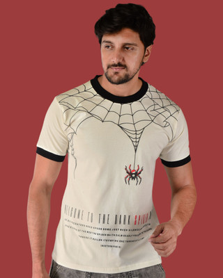 westernparis Printed Men Round Neck Beige T-Shirt