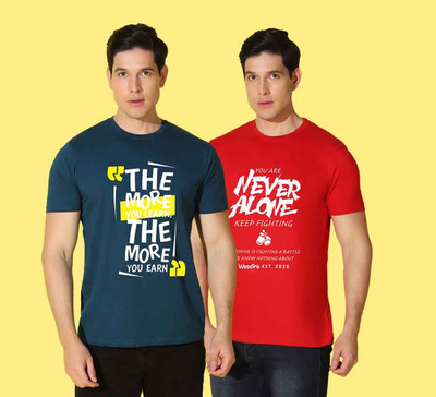 WOOSTRO Printed Men Round Neck Multicolor T-Shirt