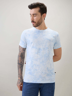 Status Quo Printed Men Round Neck Blue T-Shirt