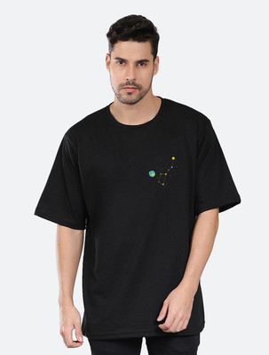 Organic Chics Graphic Print Men Round Neck Black T-Shirt