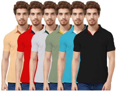 TAB91 Embroidered Men Polo Neck Multicolor T-Shirt