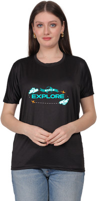 neeraj internationals Graphic Print Women Round Neck Black T-Shirt