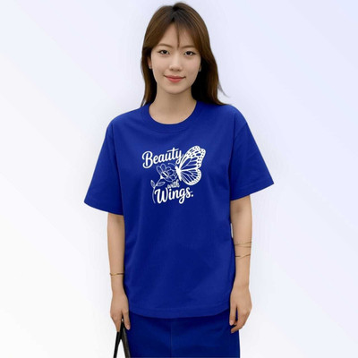styliicity Printed Women Round Neck Blue T-Shirt