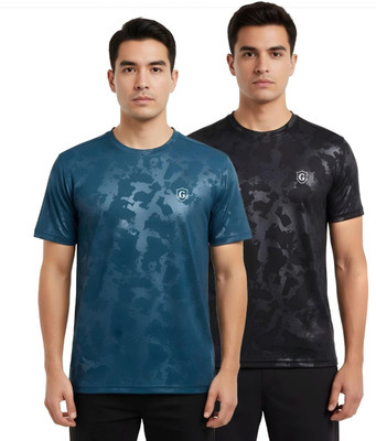 Gur Style Solid Men Round Neck Black, Blue T-Shirt