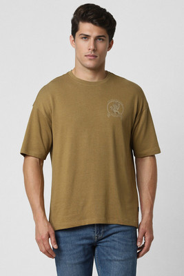 PETER ENGLAND Graphic Print Men Round Neck Brown T-Shirt