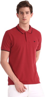 V-MART Solid Men Polo Neck Red T-Shirt