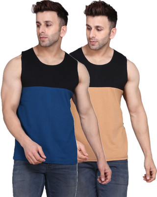 SLOWLORIS Colorblock Men Round Neck Multicolor T-Shirt