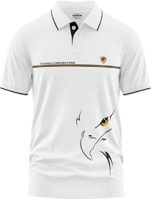 Warriorworld Printed Men Polo Neck Black T-Shirt