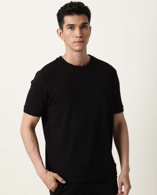 RARE RABBIT Solid Men Crew Neck Black T-Shirt