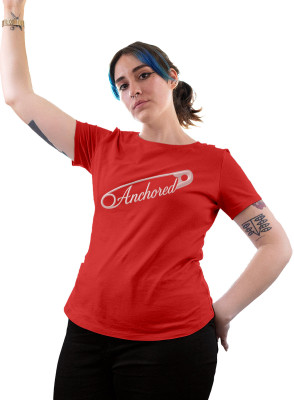 Fighterhero Printed Women Round Neck Red T-Shirt