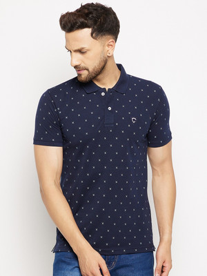 Camey Printed Men Polo Neck Dark Blue T-Shirt