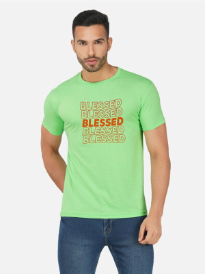 Moda Rapido Printed Men Round Neck Green T-Shirt