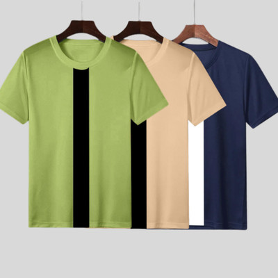 INKKR Striped Men Round Neck Multicolor T-Shirt