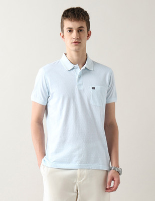 Arrow Sport Geometric Print Men Polo Neck Blue T-Shirt