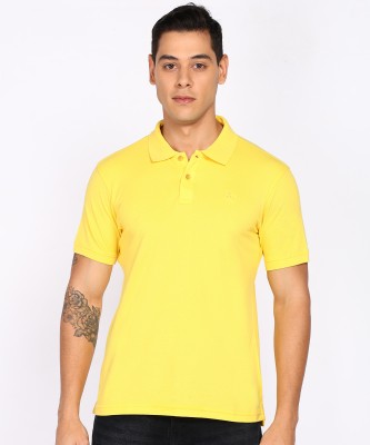 PARX Solid Men Polo Neck Yellow T-Shirt