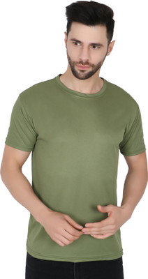 Newsingh Solid Men Round Neck Light Green T-Shirt