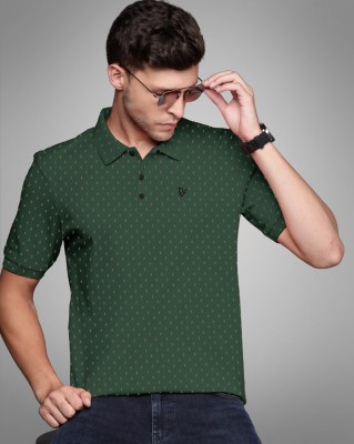 EyeBogler Printed Men Polo Neck Green T-Shirt