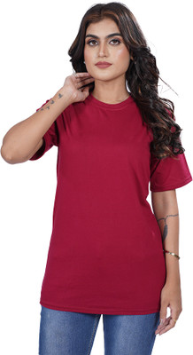 Kapda Kulture Solid Women Round Neck Red T-Shirt