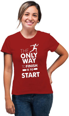 SmarTee Street Printed Women Round Neck Red T-Shirt