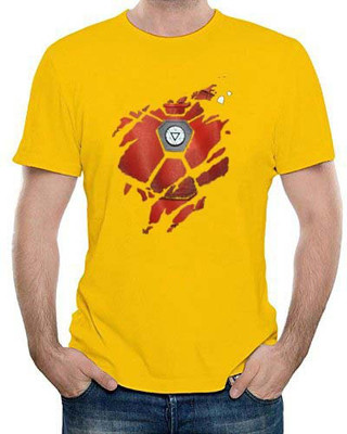 HIT SQUARE Printed Men Round Neck Yellow T-Shirt