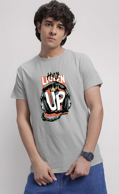 MAHAKAAL CREATION Printed Men Round Neck Silver T-Shirt