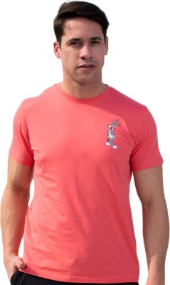 MOLTO BELLO Printed Men Round Neck Pink T-Shirt