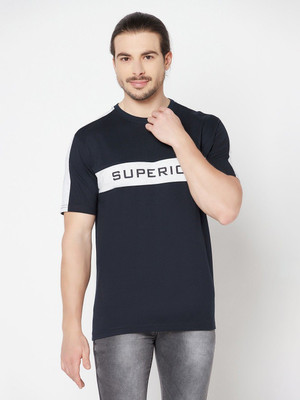 CANTABIL Printed Men Round Neck Dark Blue T-Shirt