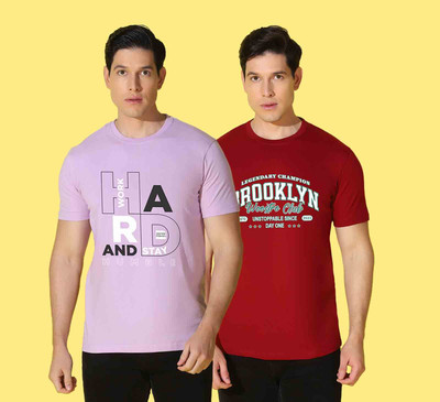 WOOSTRO Graphic Print Men Round Neck Red, Purple T-Shirt