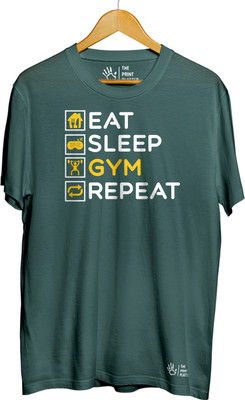 THE PRINT PLATTER Graphic Print Men Round Neck Dark Green T-Shirt