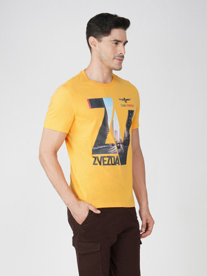 Zvezda Printed Men Round Neck Yellow T-Shirt