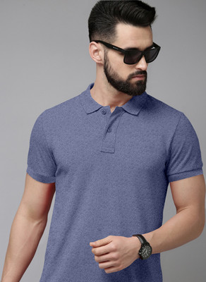 METRONAUT Solid Men Polo Neck Blue T-Shirt