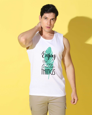 WOOSTRO Printed Men Scoop Neck White T-Shirt