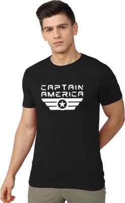 London Crew Typography Men Round Neck Black T-Shirt