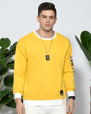StyleFlick Printed Men Round Neck Yellow T-Shirt