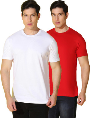 WOOSTRO Solid Men Round Neck Multicolor T-Shirt