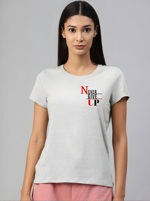 SZN Graphic Print Women Round Neck Grey T-Shirt