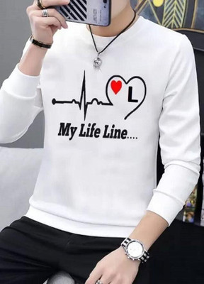 GLITO Printed Men Round Neck White T-Shirt
