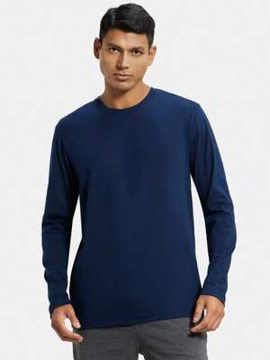 JOCKEY Solid Men Round Neck Blue T-Shirt