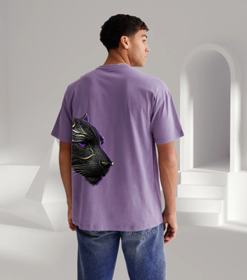 Arfila Printed, Typography Men Round Neck Purple T-Shirt
