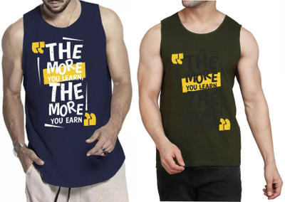 WOOSTRO Typography Men Scoop Neck Dark Blue, Dark Green T-Shirt