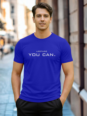 Leotude Printed Men Round Neck Blue T-Shirt