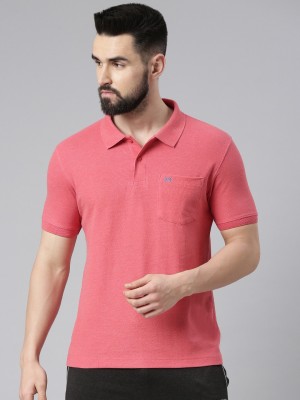 Force NXT Solid Men Polo Neck Pink T-Shirt