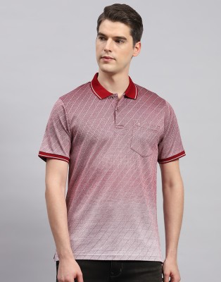 MONTE CARLO Printed Men Polo Neck Maroon T-Shirt