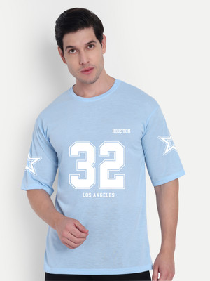 SCOTT FINCHER Printed Men Round Neck Light Blue T-Shirt