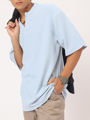 Kook N Keech Solid Men Round Neck Blue T-Shirt