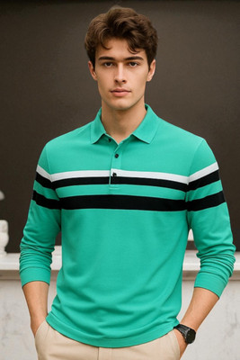 Autna Colorblock Men Polo Neck Green T-Shirt