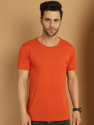 VIMAL JONNEY Solid Men Round Neck Orange T-Shirt