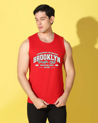 WOOSTRO Printed Men Scoop Neck Red T-Shirt