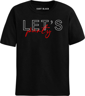 KART BLACK Self Design Men Round Neck Black T-Shirt